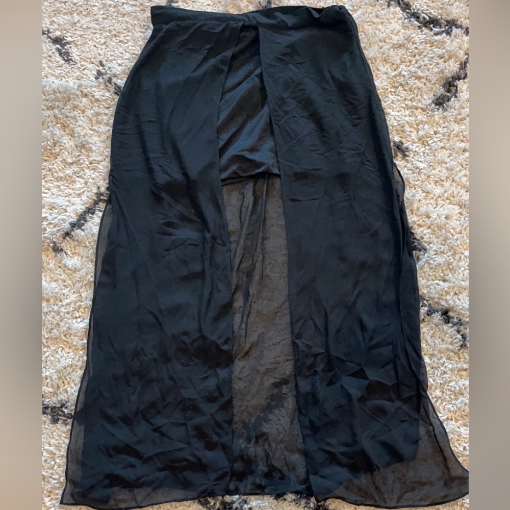 Black maxi / mini with sheer side slits. Size large.